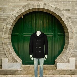 Schott NYC 740N USN Military Blue USA Made Pea Coat Peacoat Jacket S